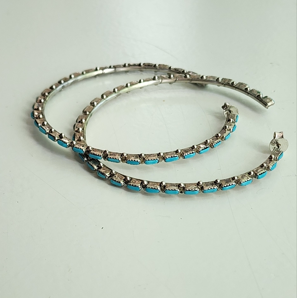 Elegant Silver and Blue Hoop Earrings